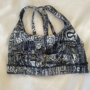 Lululemon sports bra black and white lululemon pattern size 4 criss cross back